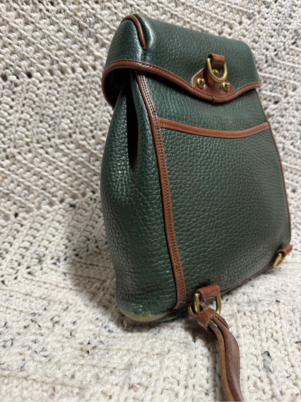 Vintage Dooney & Bourke Ivy Green Tassel Backpack - Picture 10 of 13